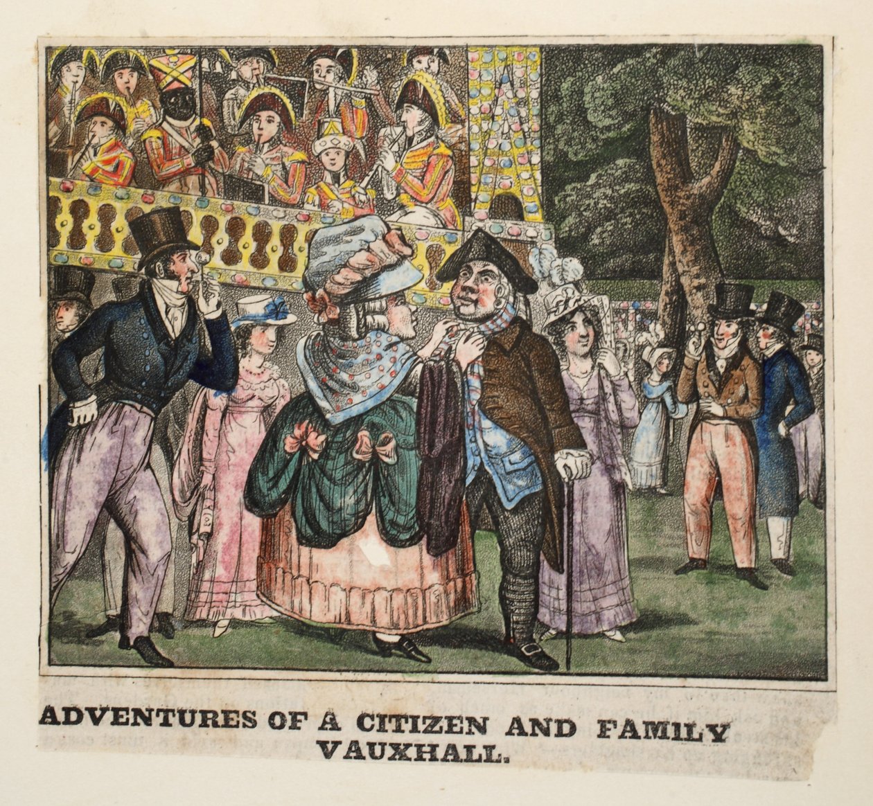 Bir Vatandaşın ve Ailenin Maceraları Vauxhall, 1826 (el boyaması gravür) by Isaac Robert Cruikshank