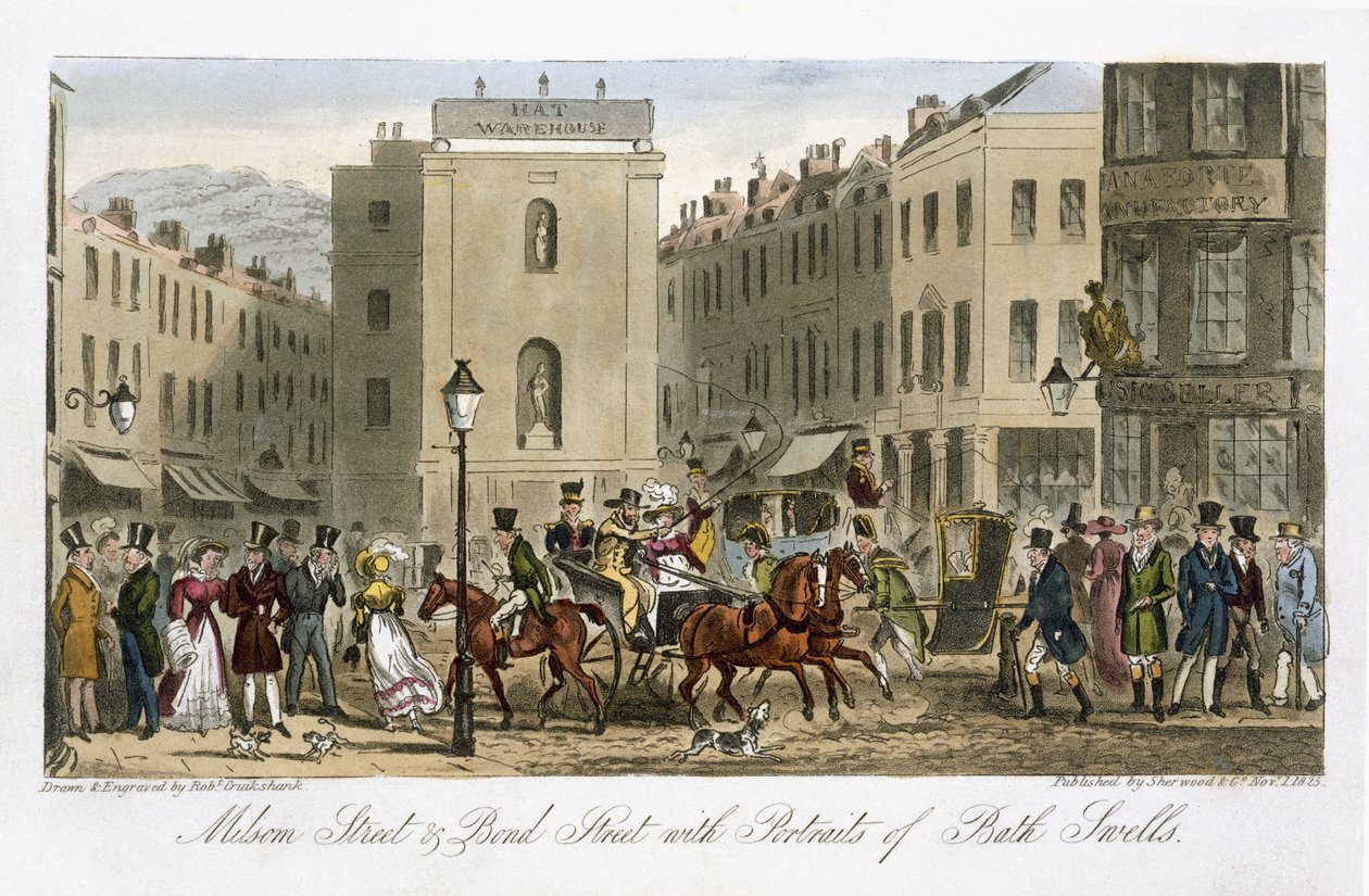 Milsom Street und Bond Street, Bath Swells Portreleri ile, Charles Molloy Westmacott (1788-1868) tarafından 