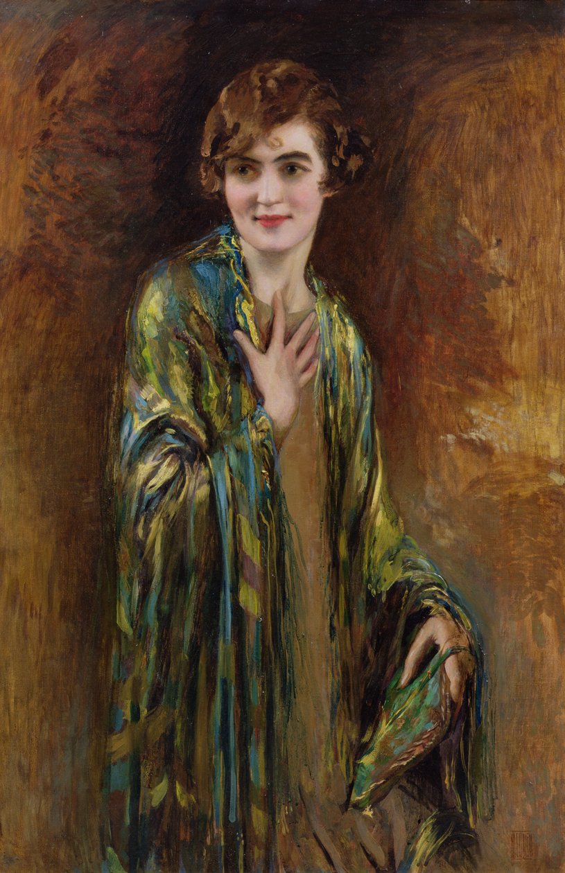 Yeşil şallı bir kızın portresi, c.1920 by Isaac Cohen