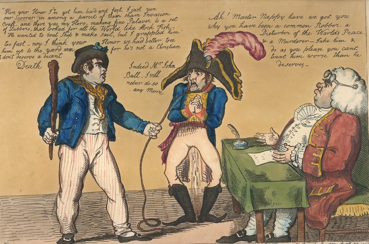 Nappy in Tow, 1803 (el boyaması gravür) by Isaac Cruikshank