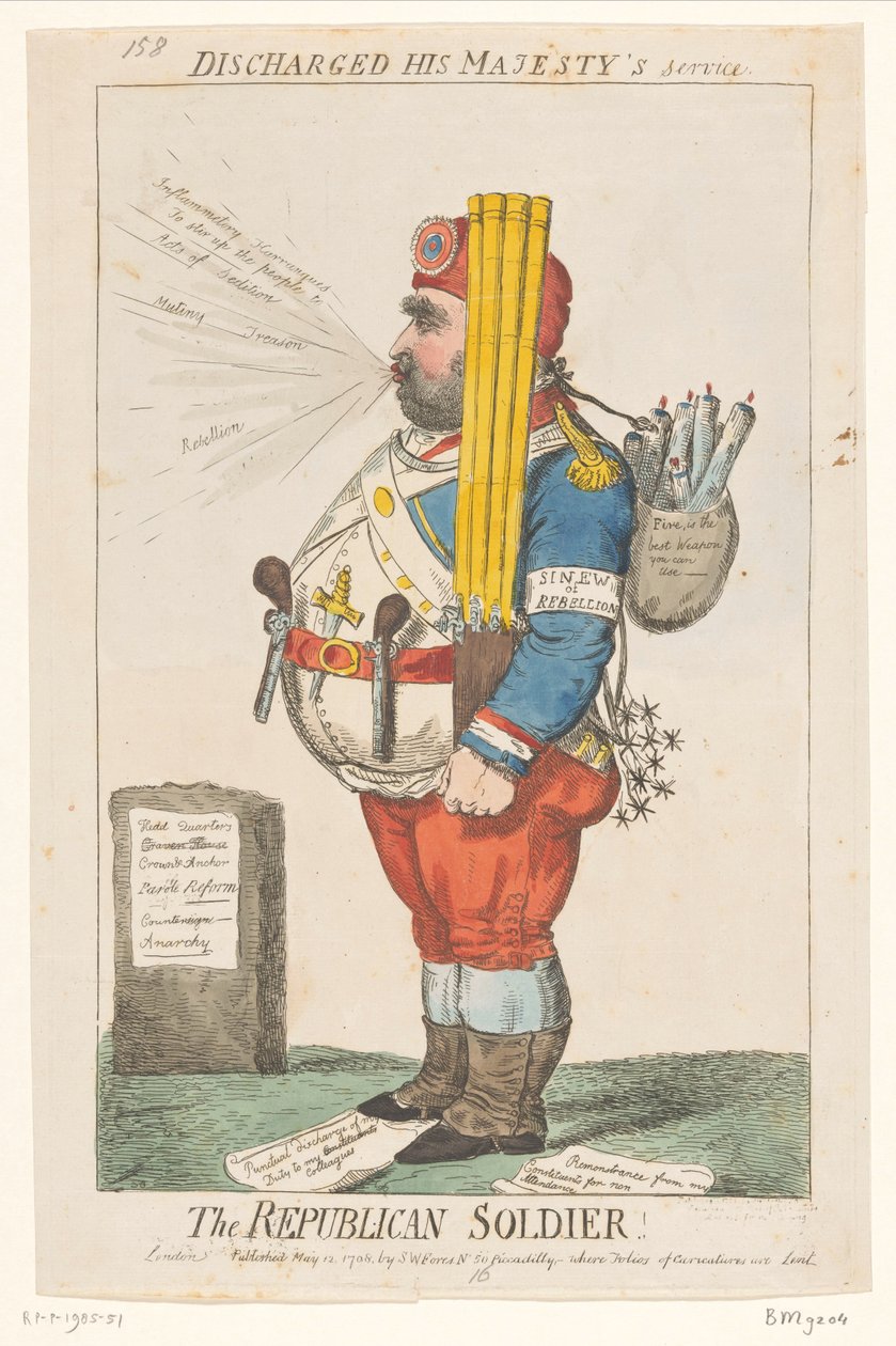 Spotprent operasyonu Charles James Fox, 1798 Cumhuriyet askeri! (nesne üzerindeki başlık) by Isaac Cruikshank