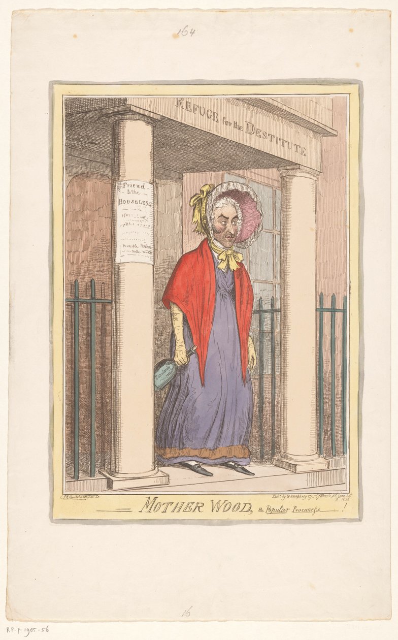 Spotprent op Sir Matthew Wood, 1820 Mother Wood, popüler procurress-! (nesne üzerindeki başlık) by Isaac Cruikshank