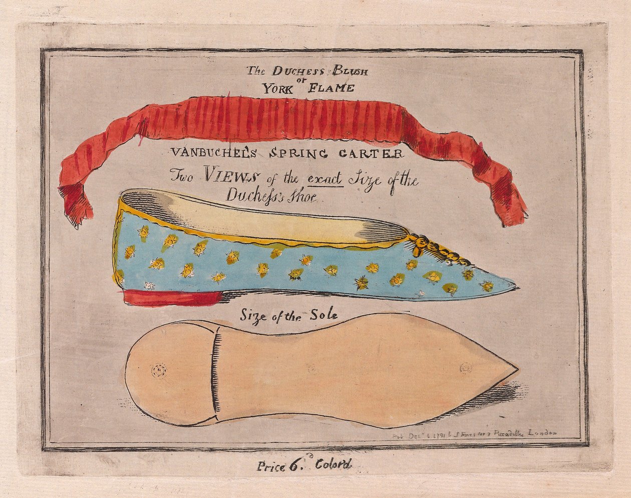 The Duchess Blush veya York Flame, pub. 1791 (el renkli gravür) by Isaac Cruikshank