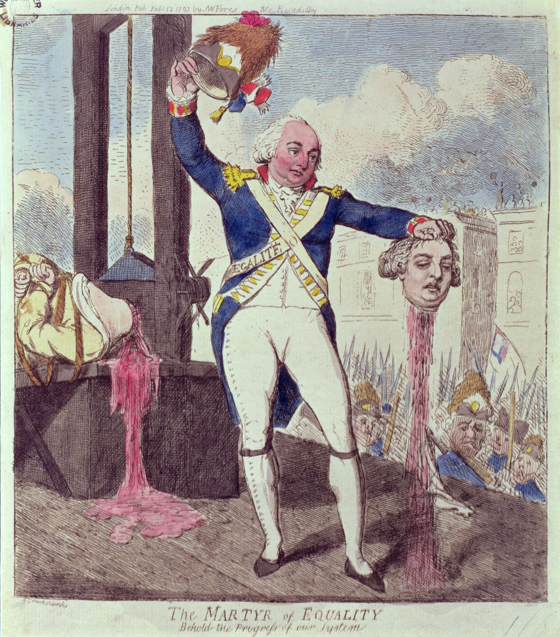 Eşitlik Şehidi: Bakın Sistemimizin Gelişimi, yay. SW Fores tarafından, 1793 by Isaac Cruikshank
