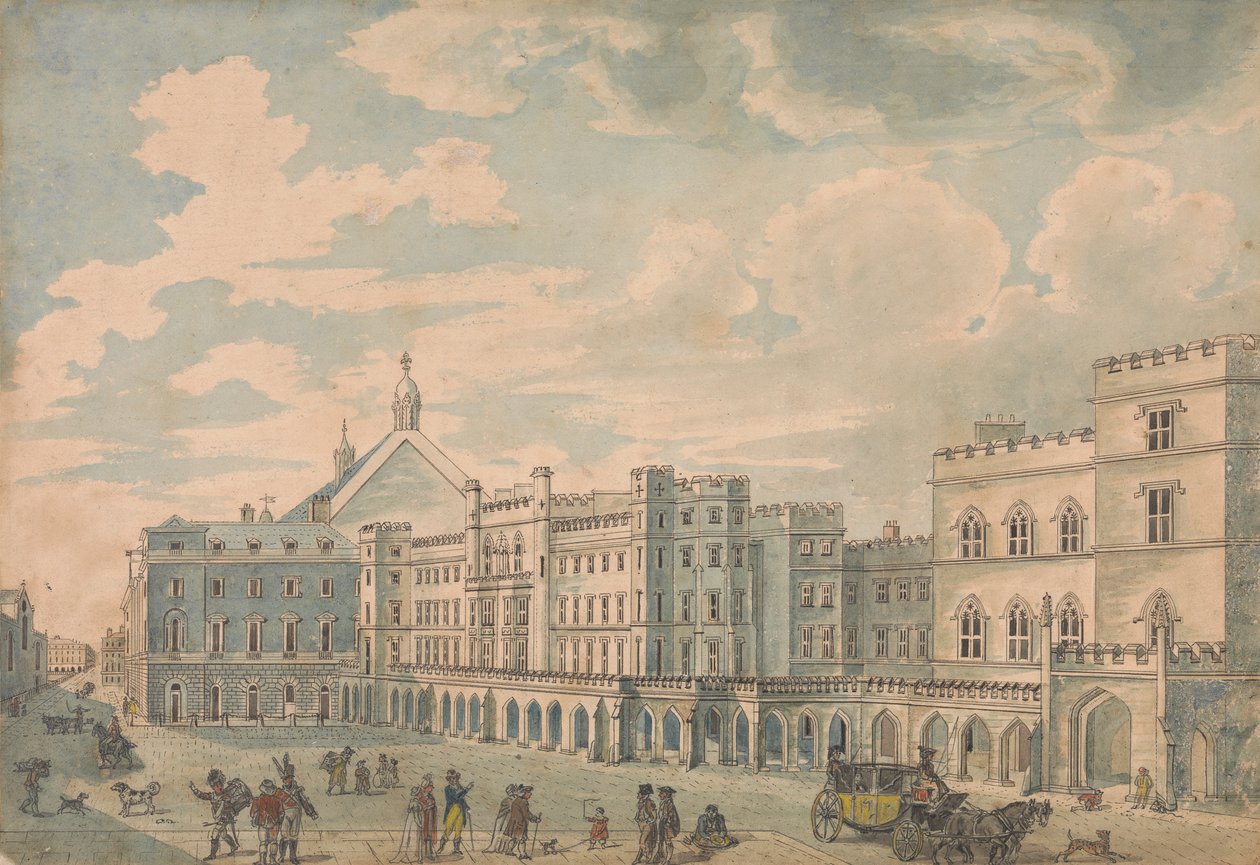 Eski Saray Bahçesinden Lordlar ve Avam Kamaralarının Görünümü by Isaac Cruikshank