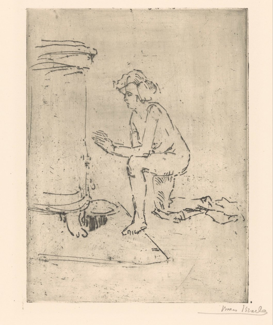 Soba için diz çökmüş model by Isaac Israels (signed by artist)