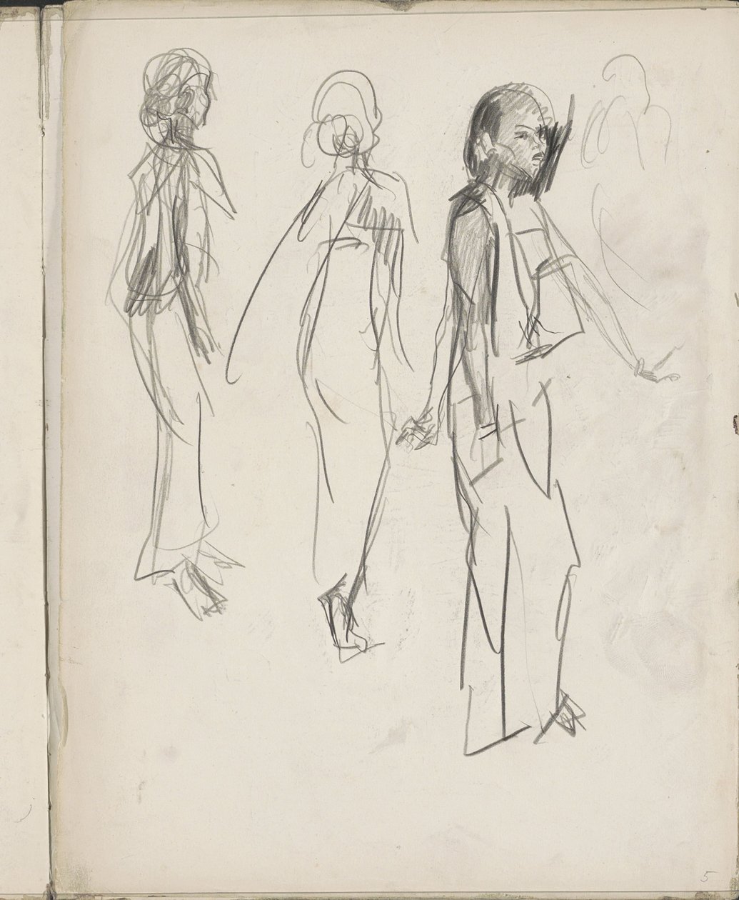 Üç ayakta Hint figürü by Isaac Israels