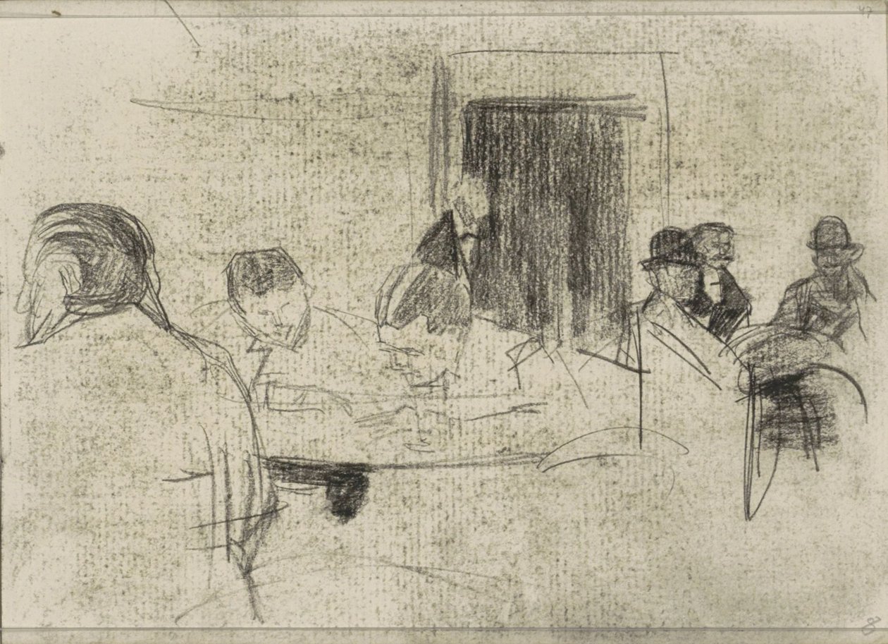 Masalarda erkekler, muhtemelen bir kafede by Isaac Israels
