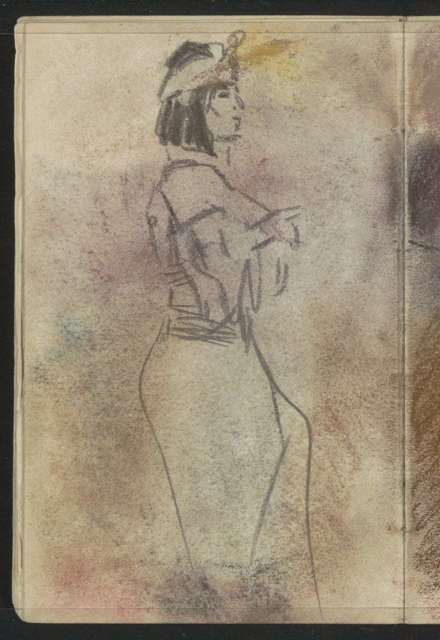 Profilde oryantal giysiler içinde duran kadın by Isaac Israels