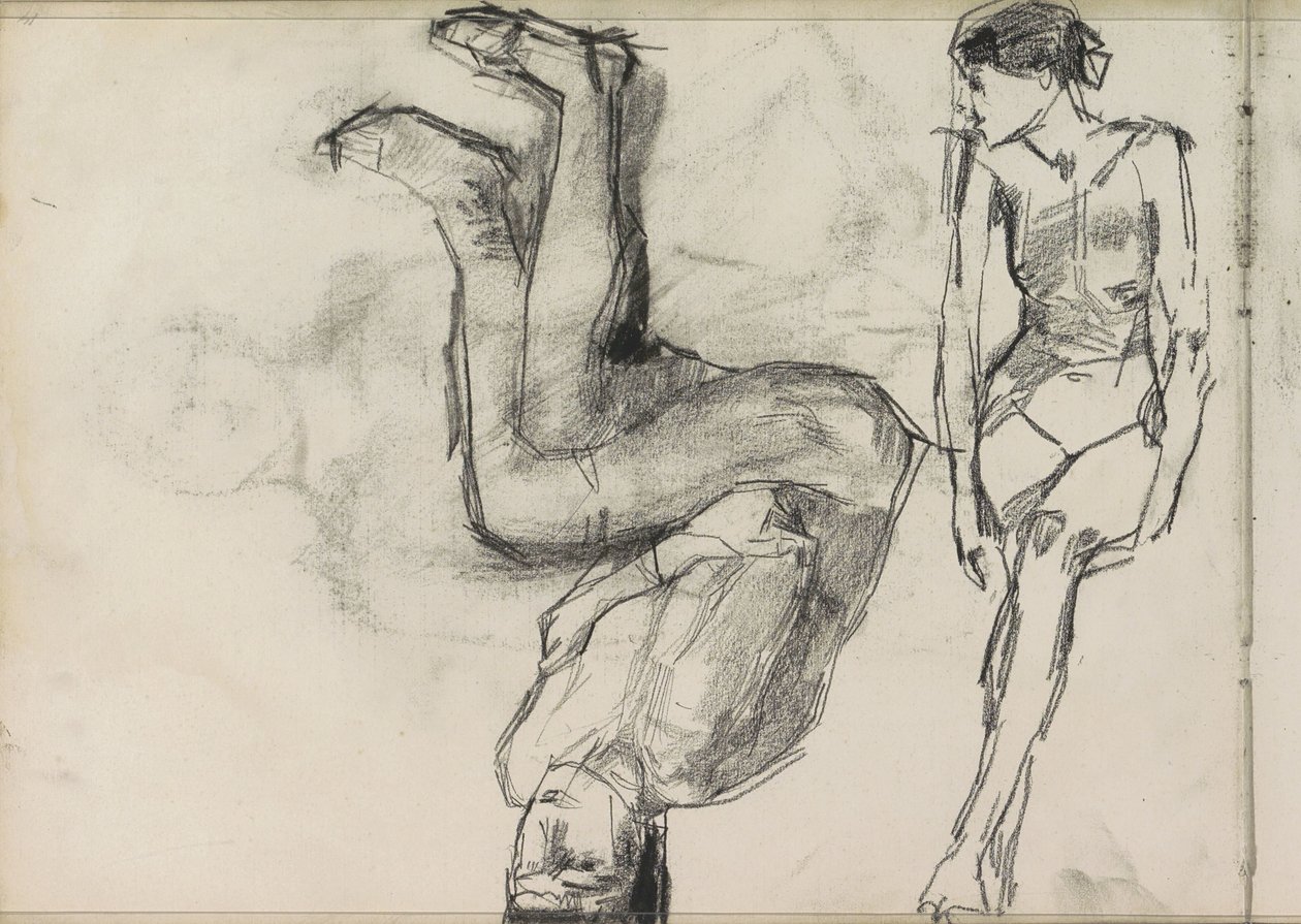 Oturan iki çıplak kadın by Isaac Israels