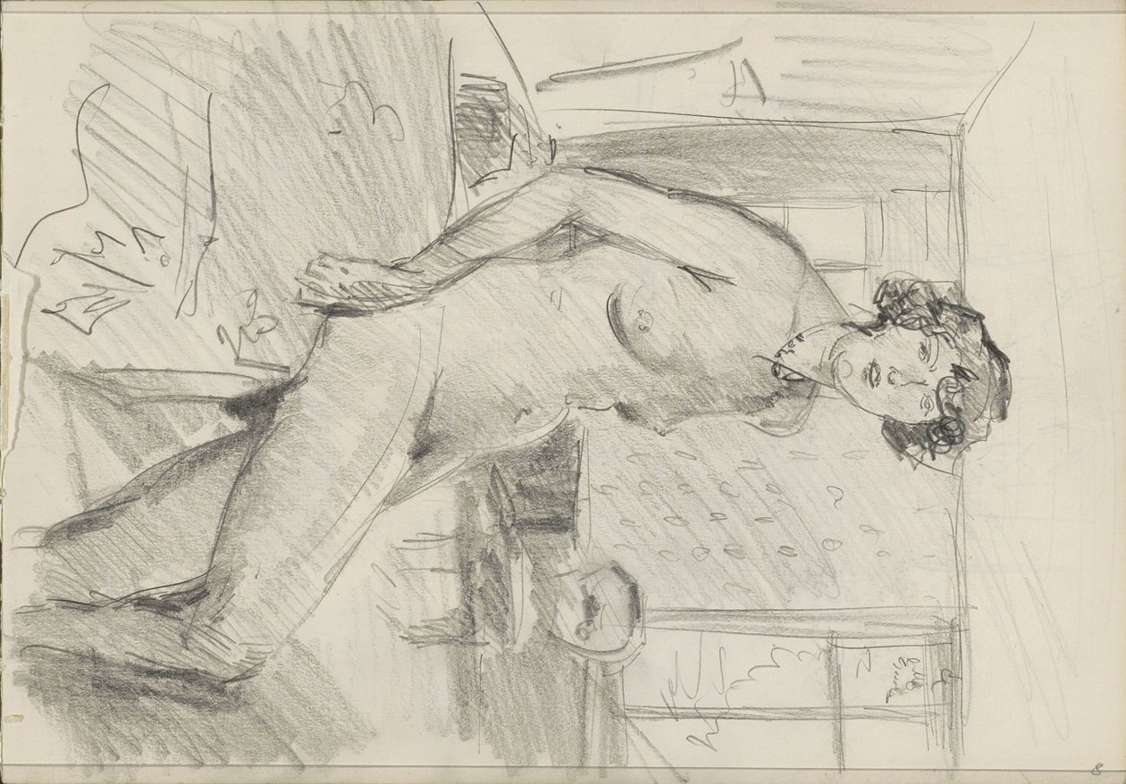Bir iç kadın çıplak oturmuş by Isaac Israels