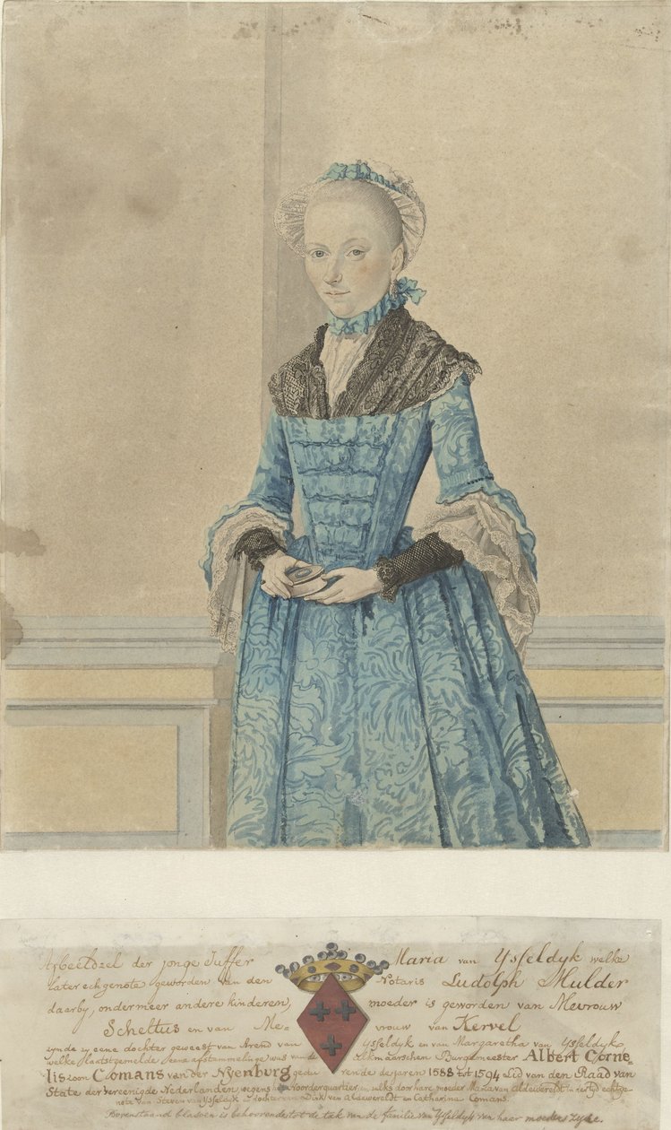 Maria van IJsseldijk'in portresi, ayakta dizlik by Isaac Lodewijk la Fargue van Nieuwland