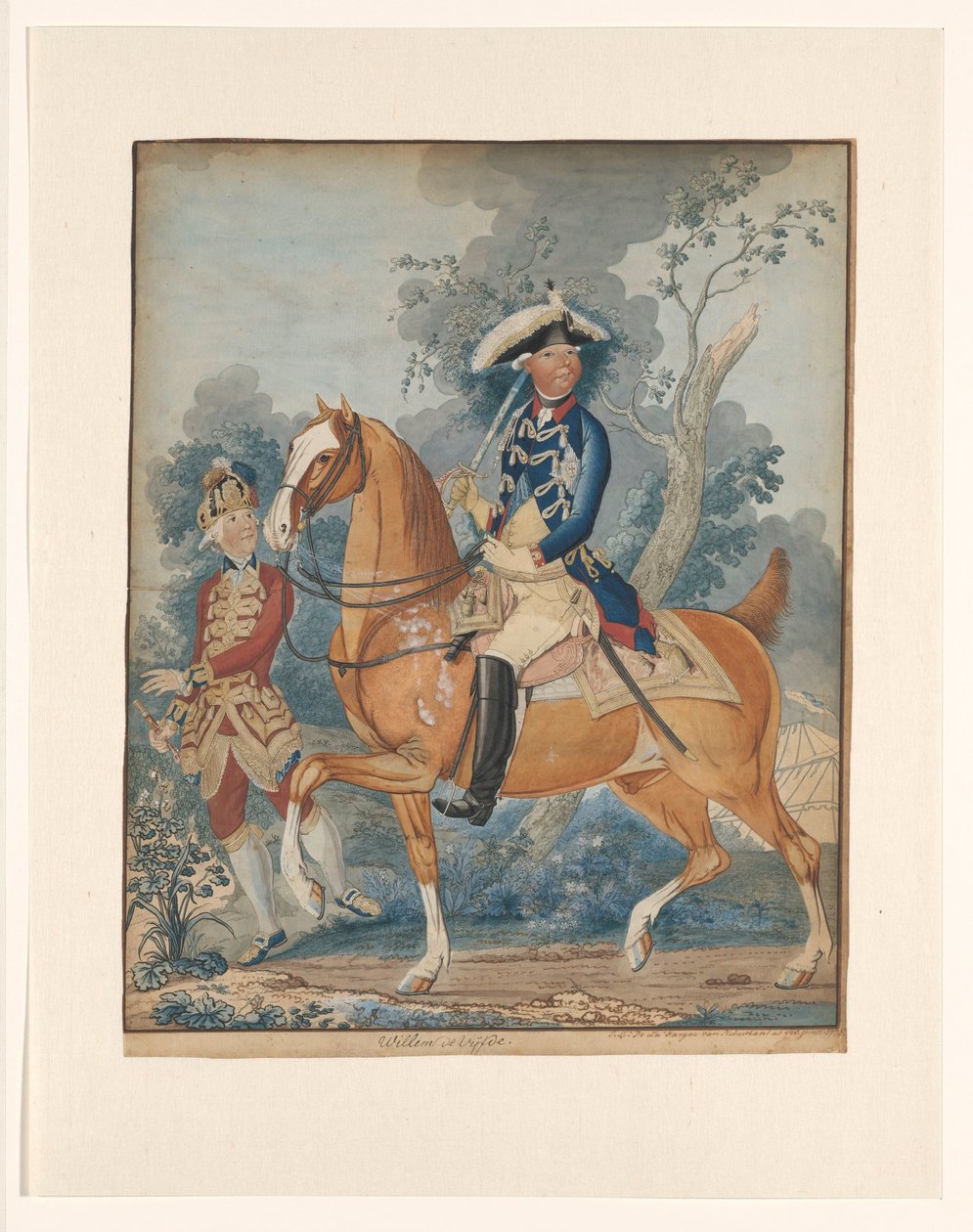 at sırtında William V by Isaac Lodewijk la Fargue van Nieuwland