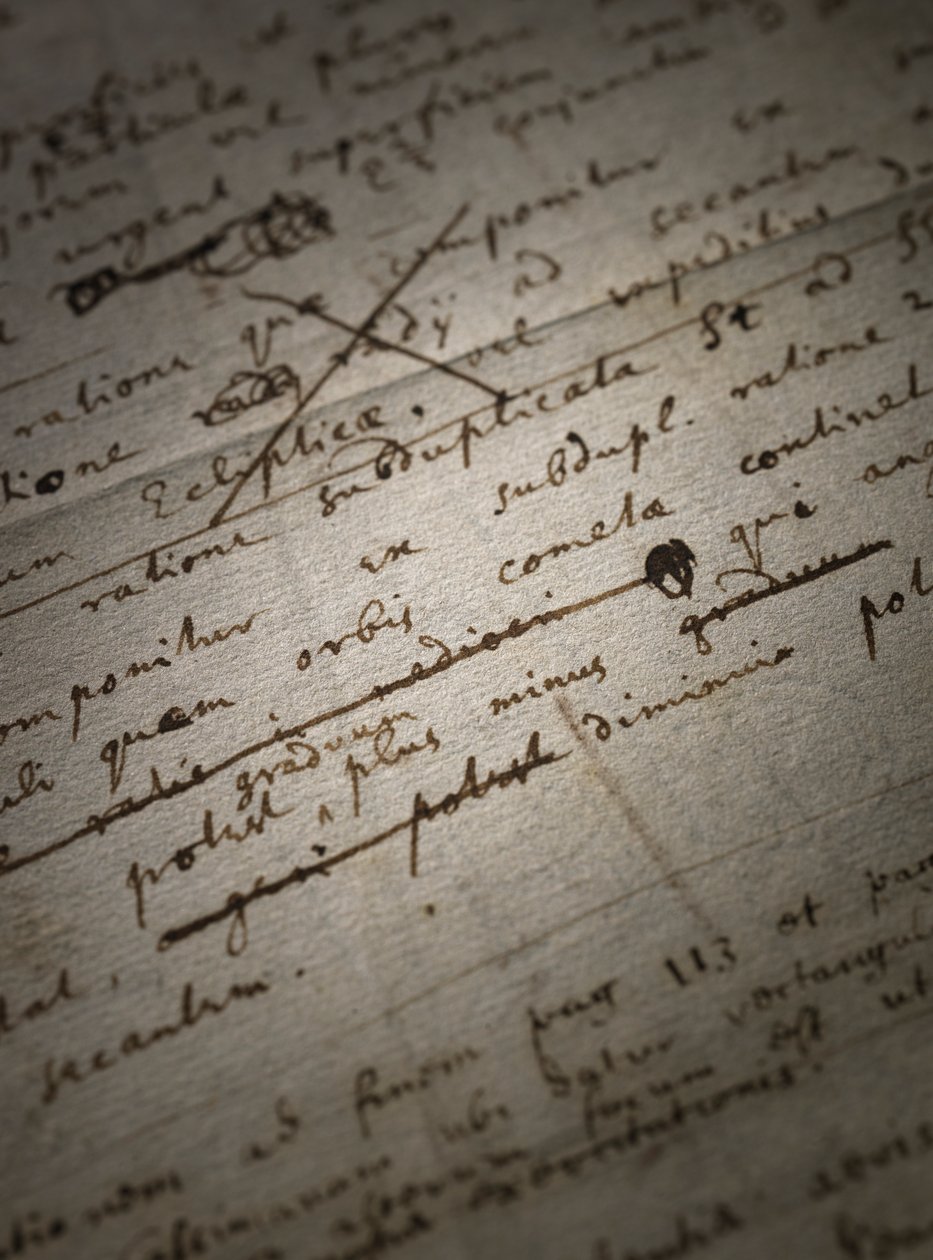 Principia Mathematica için iki sayfa revizyon by Isaac Newton