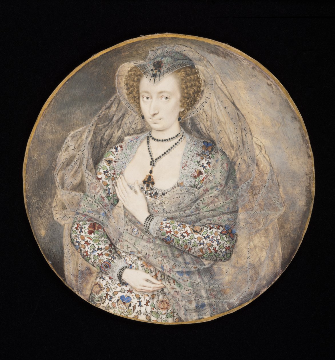 Bilinmeyen Leydi, eskiden Lucy Harrington, Bedford Kontesi, c.1605 (karttaki gövde rengi ve wc) (kroki için bkz. 88888) by Isaac Oliver
