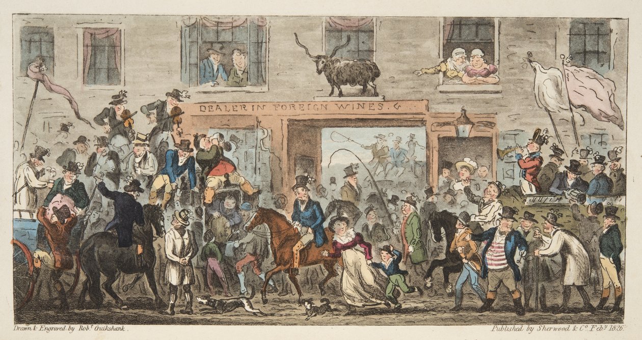İngiliz Casusundan Komik Alayı, pub. 1824 (el renkli gravür) Gloucester