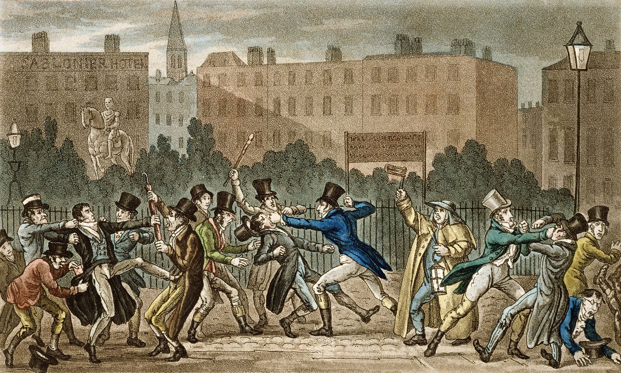 Tom, Jerry ve Logic, Pierce Egan (1772-1849), 1821-22 (renkli aquatint) tarafından yazılan 