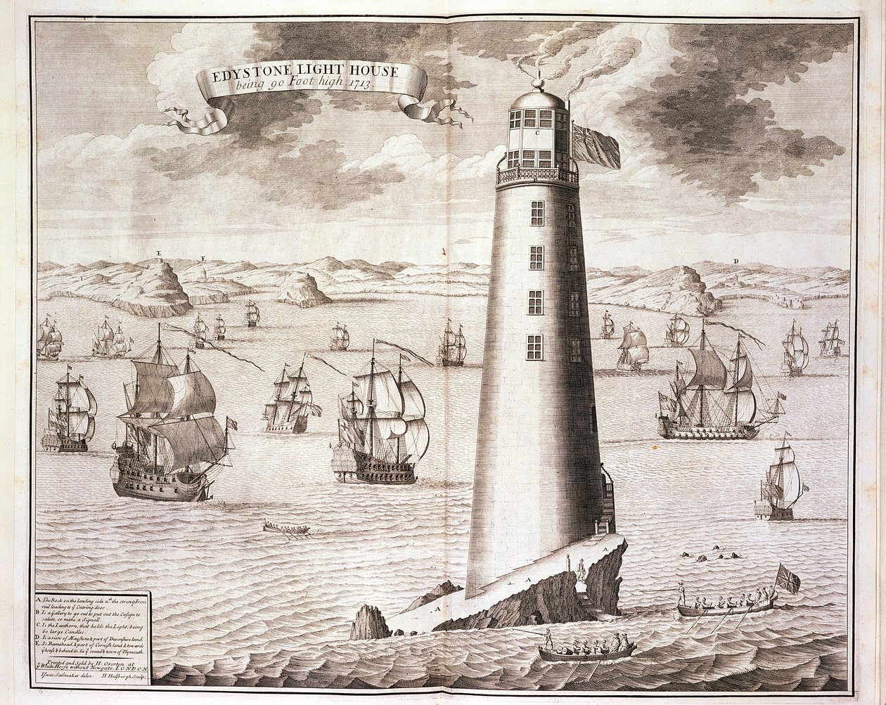 Hendrick Hulsbergh tarafından kazınmış Eddystone Deniz Feneri, 1713 (ayrıca bkz. 40669) by Isaac Sailmaker