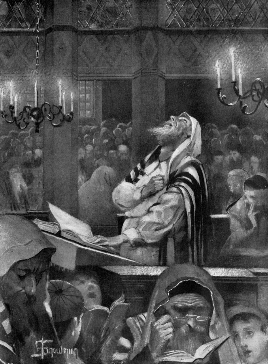 Bir sinagogdaki sahne, büyük kefaret günü, 6 Ekim 1897 by Isaac Snowman