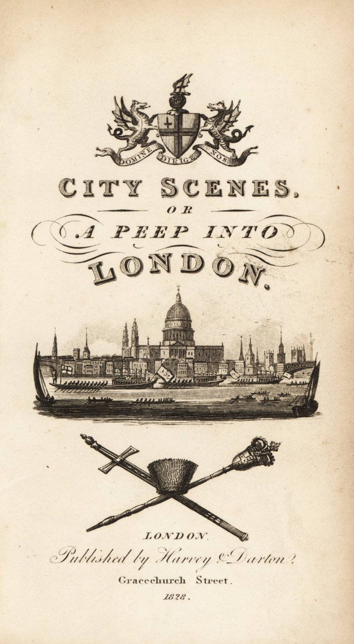 Saint Paul Katedrali ile Londra şehrinin skeç ile kaligrafi başlık sayfası by Isaac Taylor