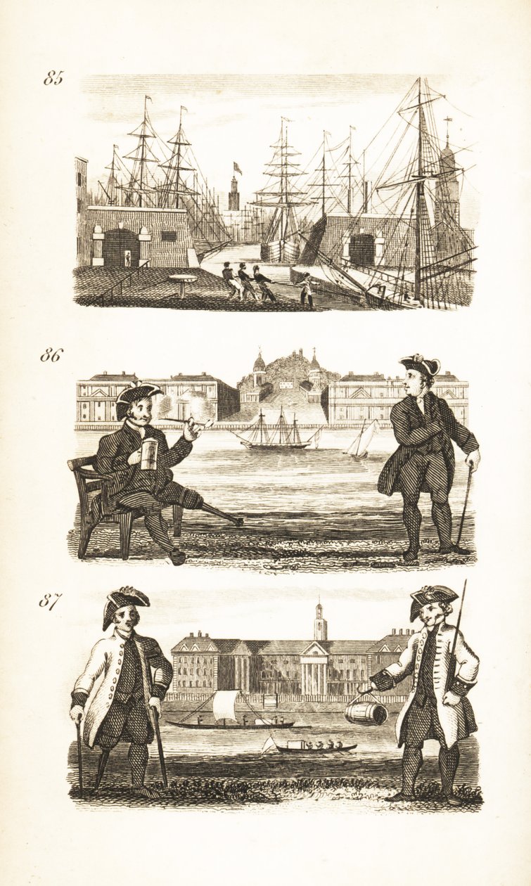 London Docks, Greenwich Hastanesi ve Chelsea Hastanesi by Isaac Taylor