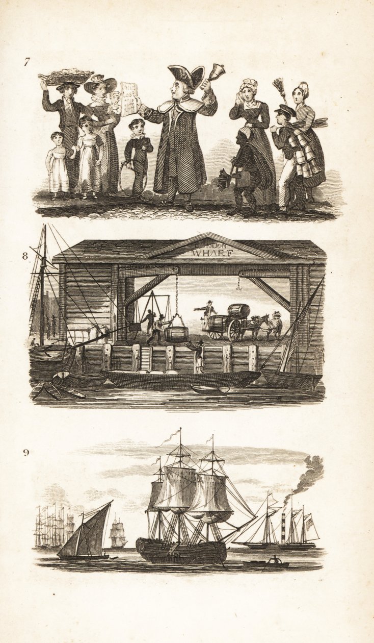 Bellman, bir Londra Rıhtımı ve Kömür gemisi ve kömür mavnası by Isaac Taylor