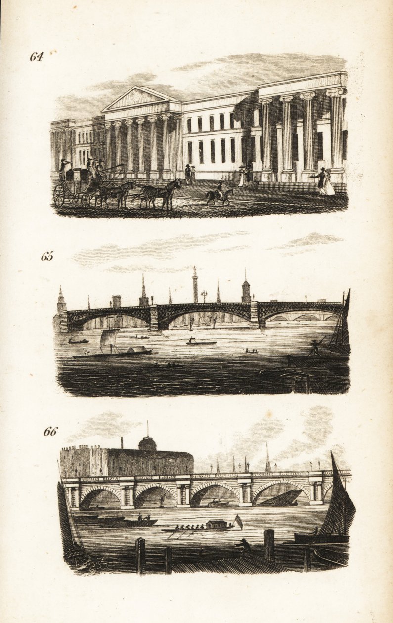 Genel Postane, Southwark Köprüsü ve Waterloo Köprüsü by Isaac Taylor