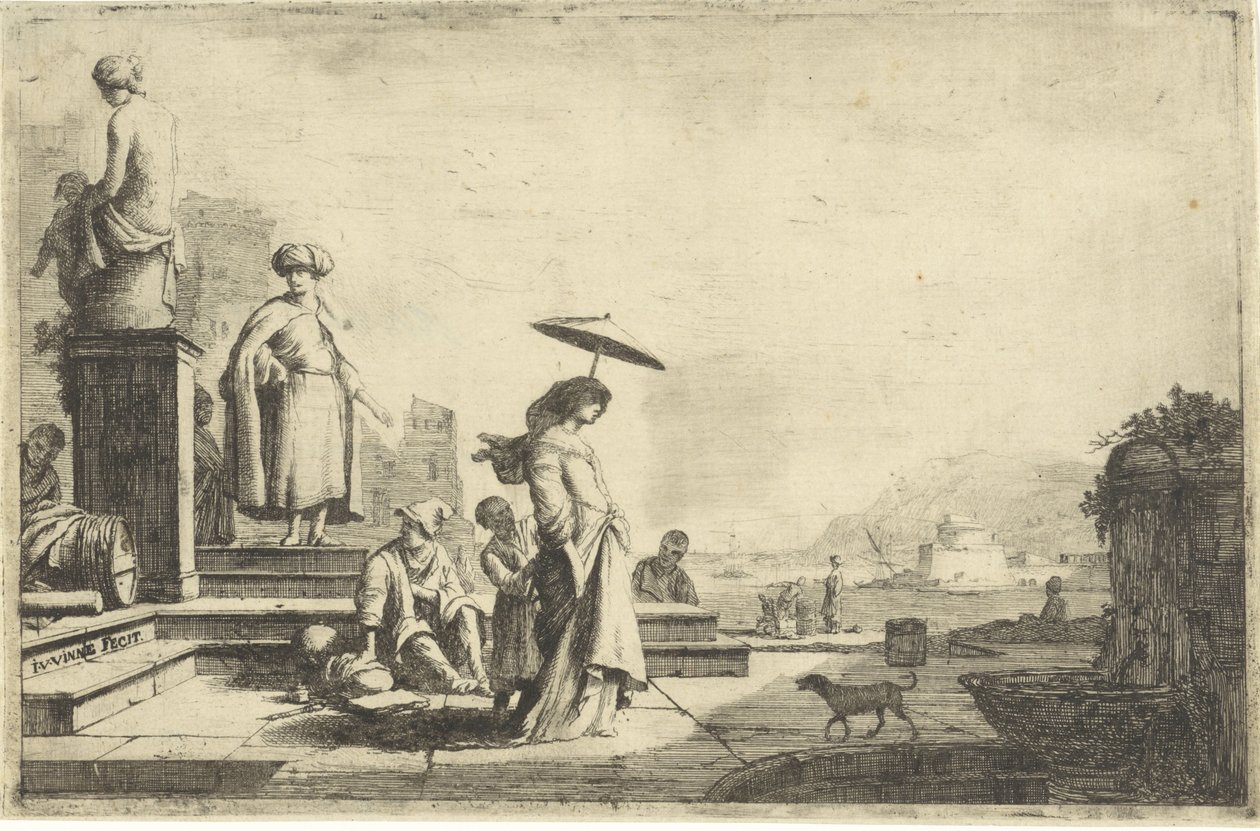 Bir Akdeniz limanının görünümü by Isaac Vincentsz. van der Vinne