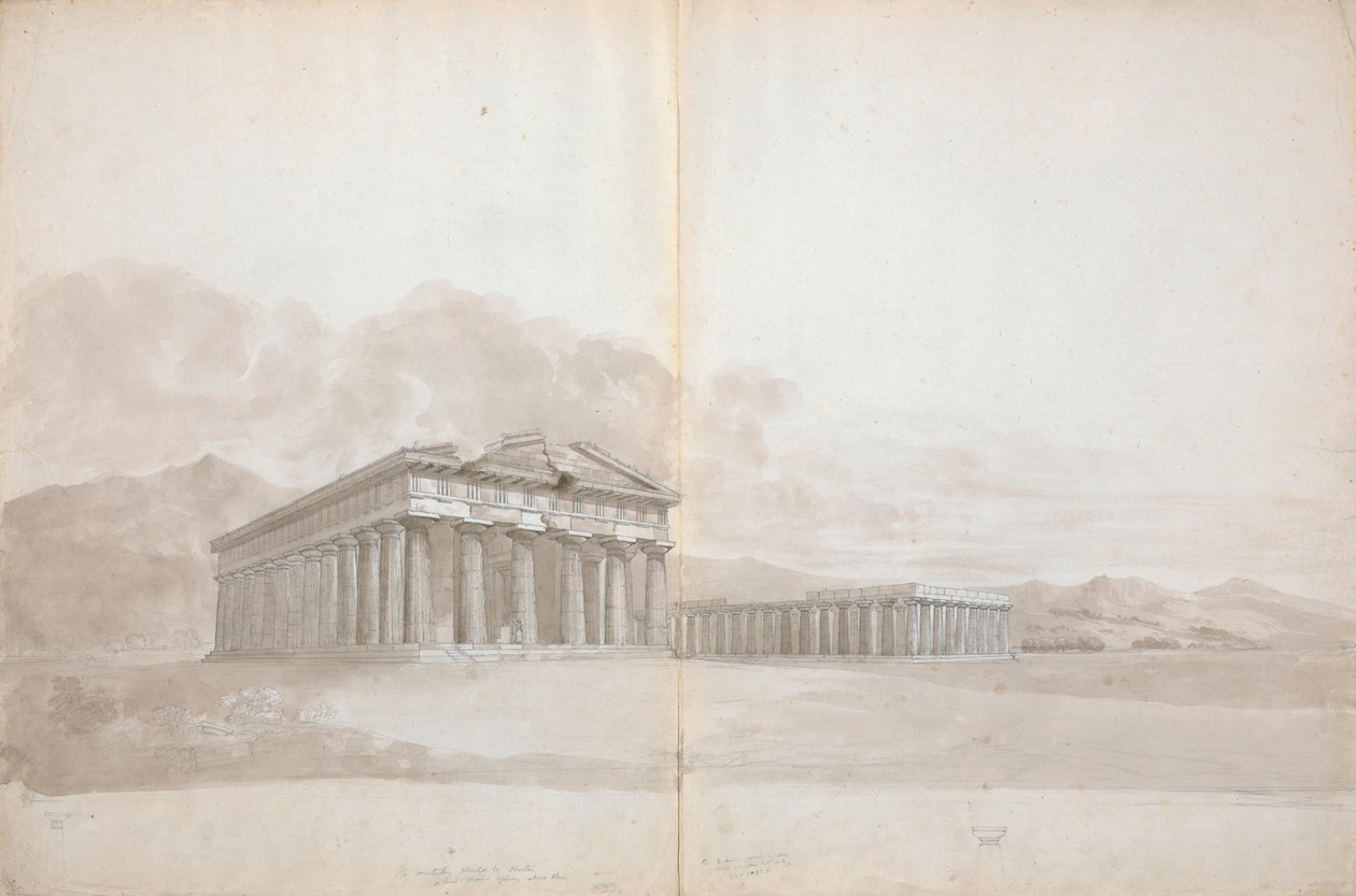 Çalışmaları Olan İki Tapınak Harabesi by Isaac Weld