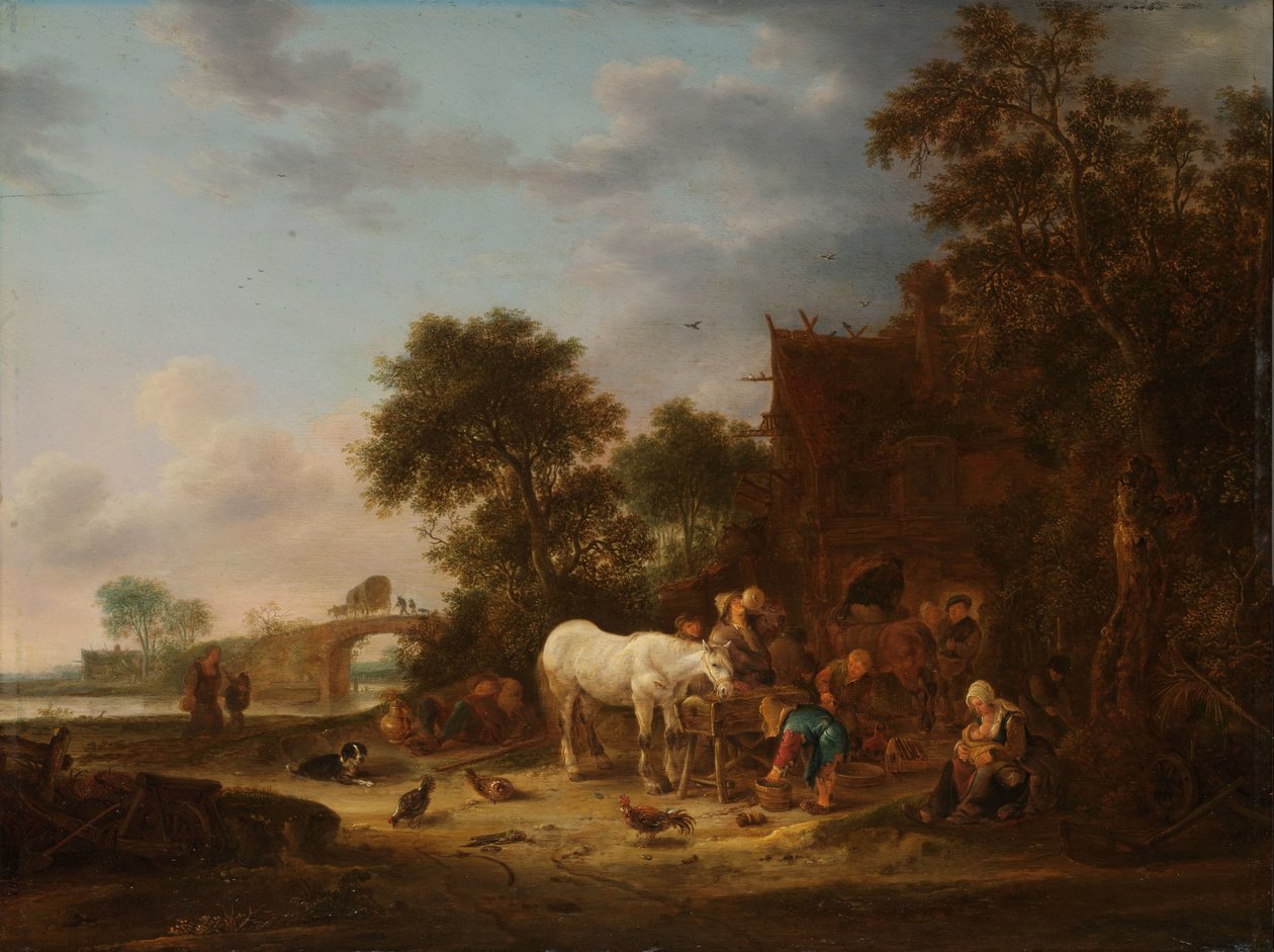 Yalakta bir at ile ülke Inn by Isaac van Ostade