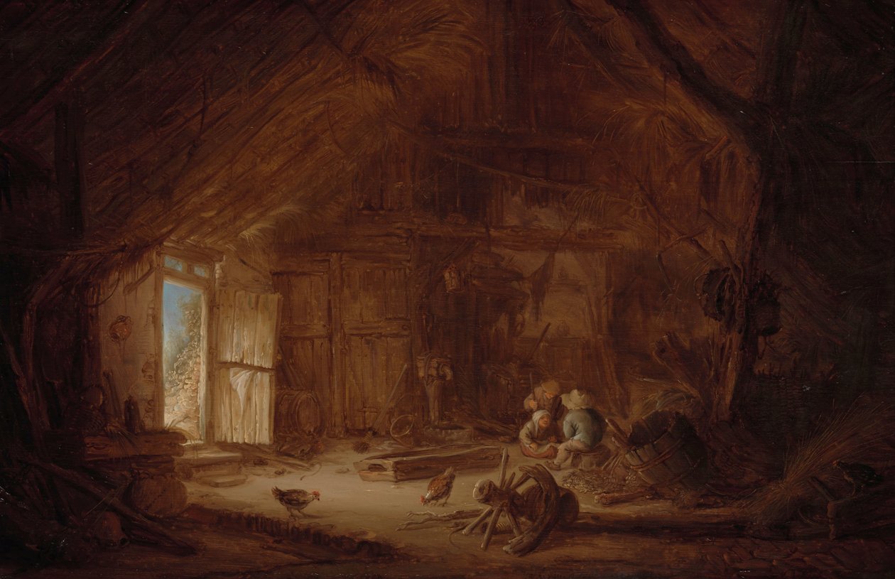 Üç Çocuklu Bir Ahırın İçi by Isaac van Ostade