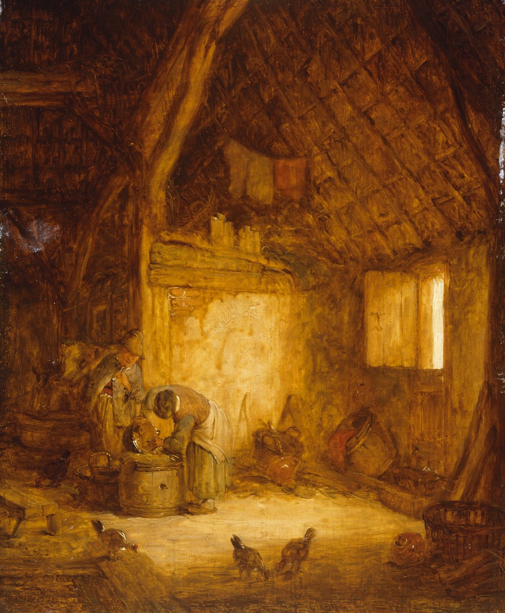 Ahırdaki Köylüler (tahta üzerine yağ) by Isaack Jansz van (attr. to) Ostade
