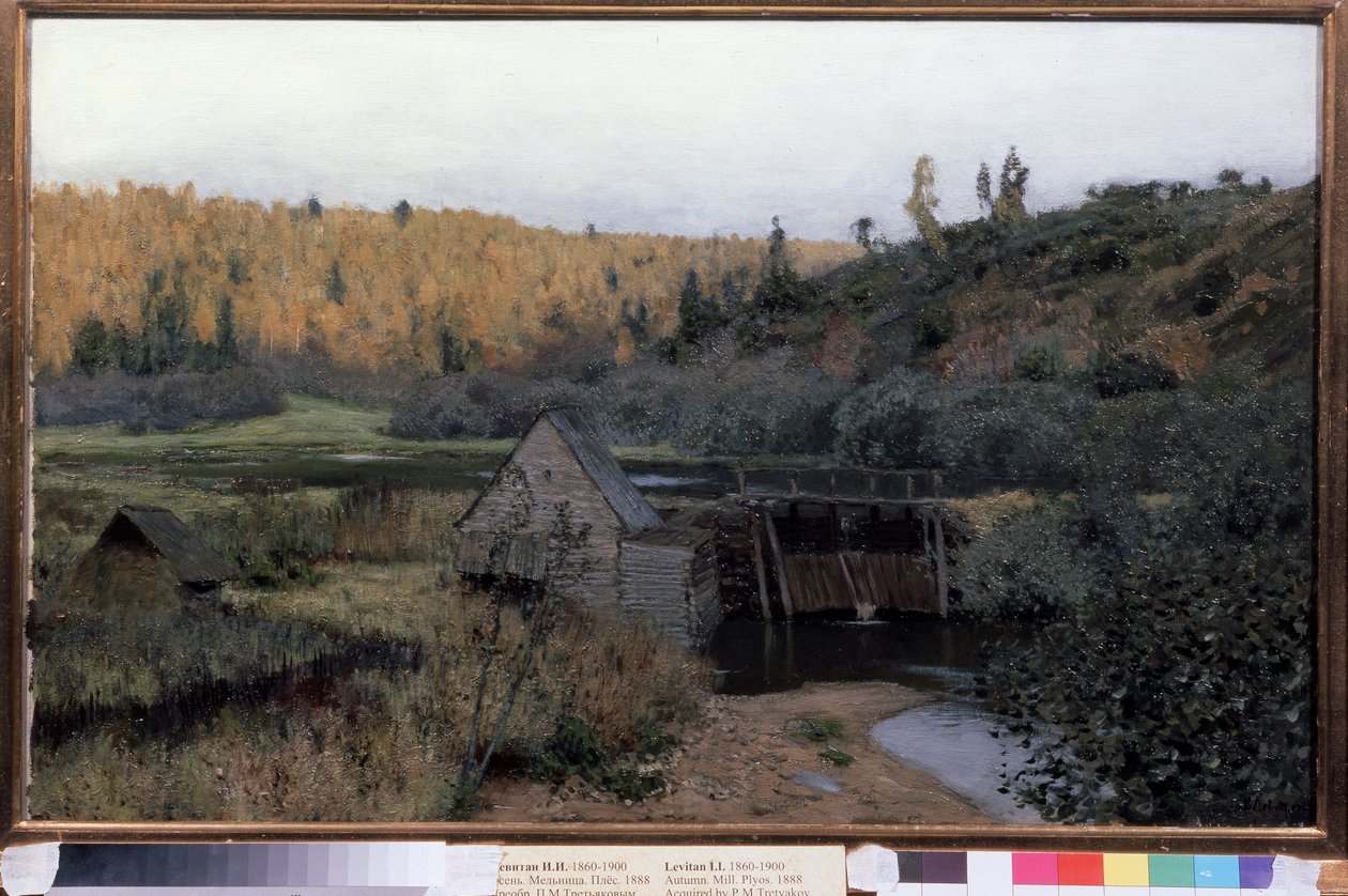 Sonbahar. değirmen. Plios (Rusya) (Sonbahar. Değirmen. Plyos). Tablo Isaac (Isaac) Ilyich Levitan (1860-1900), tuval üzerine yağlı boya by Isaak Ilyich Levitan