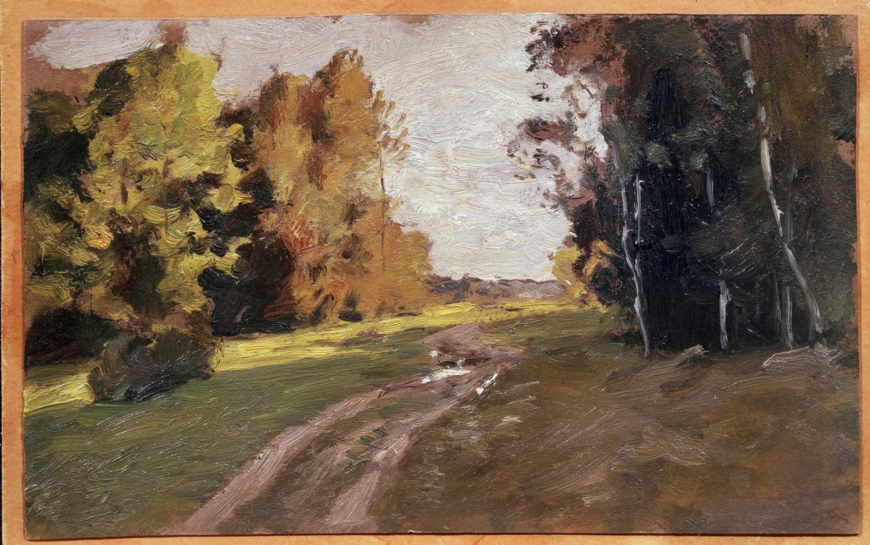 Akşam, ormanda bir yol. (Akşam, Ormanda Bir Yol). Tablo Isaac (Isaac) Ilyich Levitan (1860-1900), tuval üzerine yağlı boya by Isaak Ilyich Levitan
