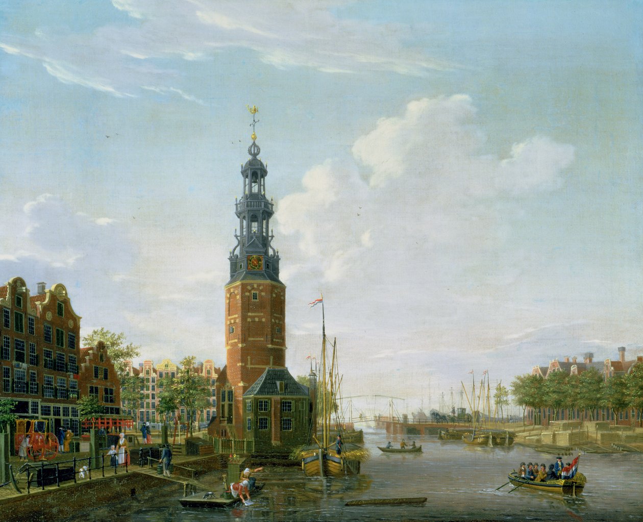 Oudeschans üzerinde Montelbaanstoren ile Amsterdam manzarası, 1777 by Isaac Ouwater