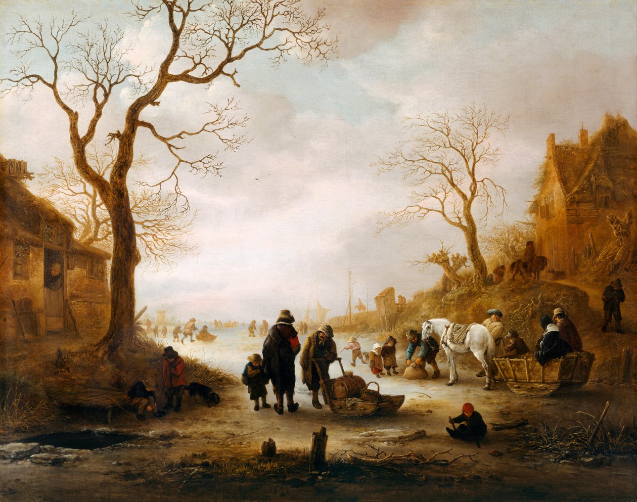 Kışın Bir Kanal (tuval üzerine yağlıboya) by Isack van Ostade