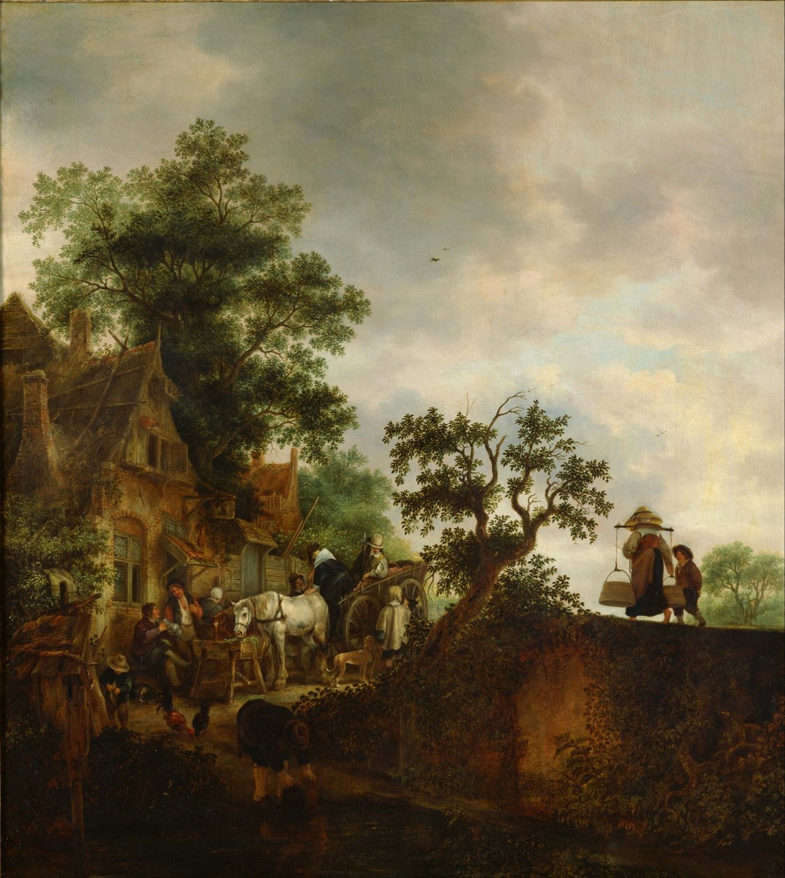 ""Yolda bir handa duran yolcular"" Isaac van ostade (1621-1649) tarafından yapılan tablo 1645 Ulusal Batı Sanatı Müzesi, Tokyo Japonya by Isack van Ostade