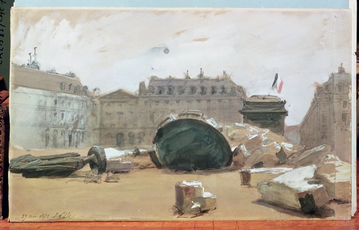 Paris Commune: The Fall of the Vendome Column, 29th May 1871  by Isidore Pils