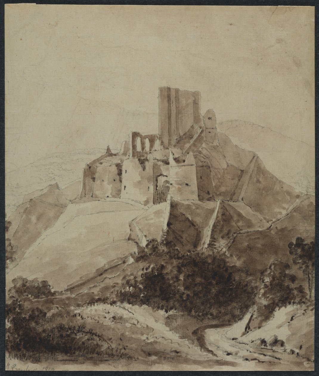 Chateau dArque kalıntıları, 1819. by Isidore Justin Taylor