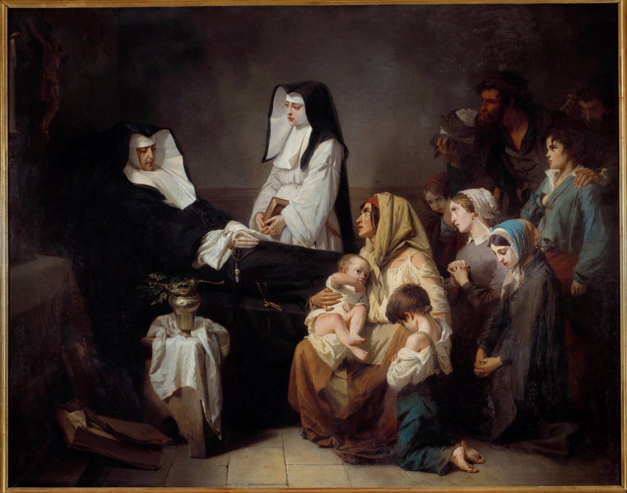 Hayırsever bir kız kardeşin ölümü Yoksul aileler rahibenin cesedinin yakınında toplanır. Isidore Alexandre Augustin Pils (1813-1875) 1850 Güneş tarafından tablo. 2,43x3,08 m Paris, Orsay Müzesi by Isidore Pils