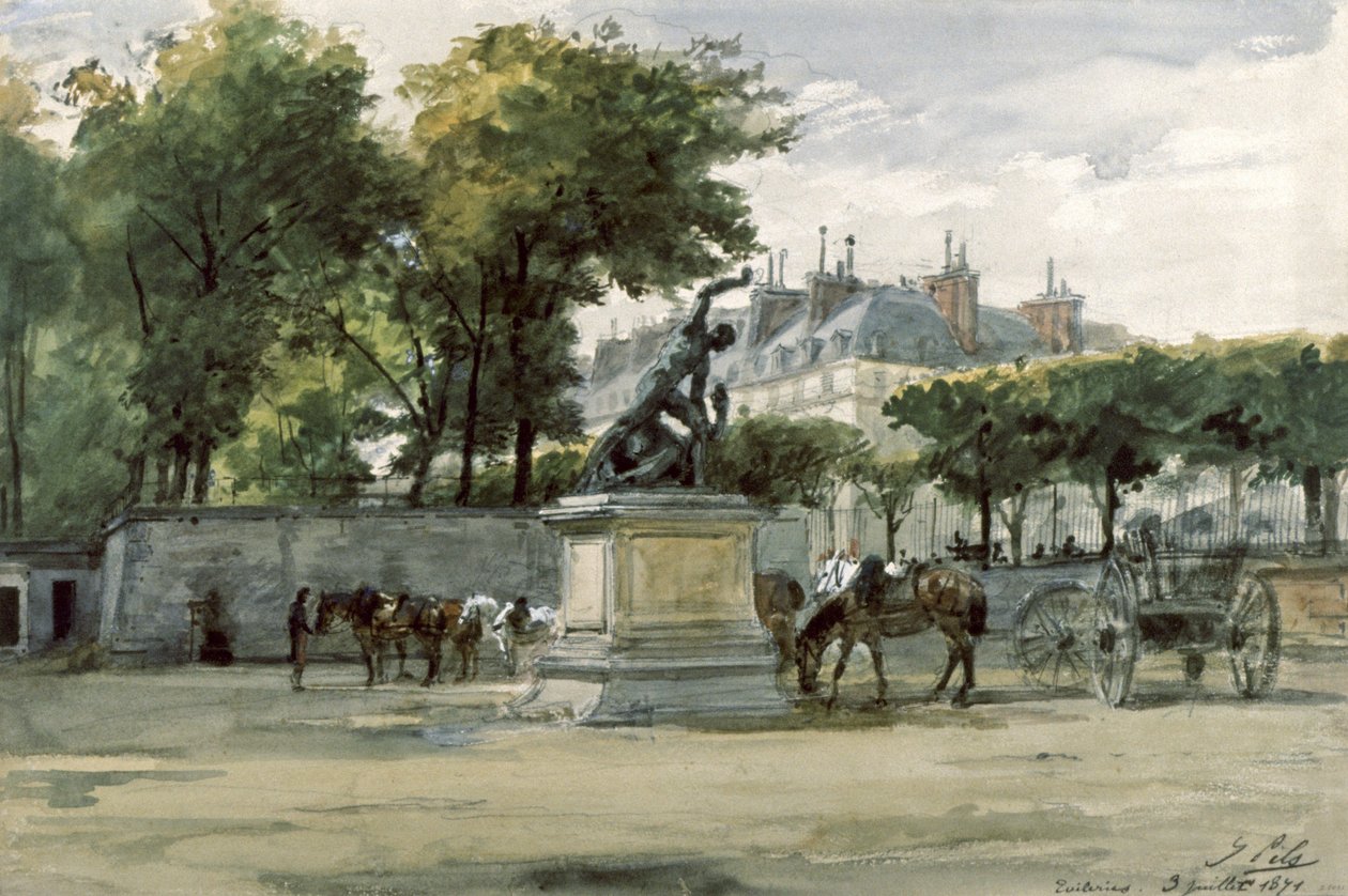 Paris Komünü: Tuileries'deki Versailles ordusu, 1871 dolayları (suluboya) by Isidore Pils