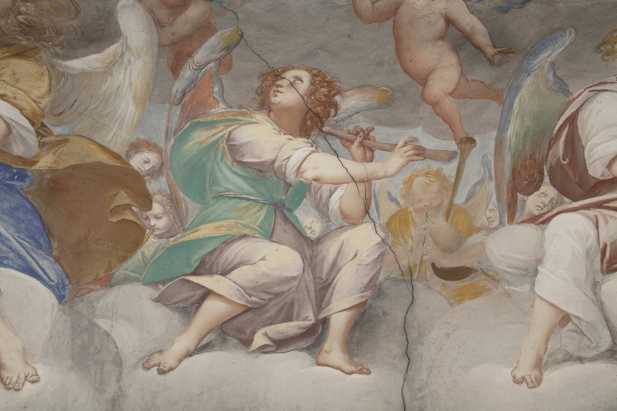 Melekler, müzisyen melekler ve puttolar, ebedi Baba ile Cennet detayı, c.1623-34 (3496185 detayı) by Isidoro Bianchi
