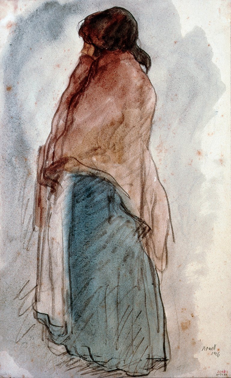 “" La femme a la jug "" (La del cantaro) Isidre Nonell i Monturiol (1873-1911) tarafından suluboya. 1906 Barselona. Katalonya Ulusal Sanat Müzesi. by Isidro Nonell