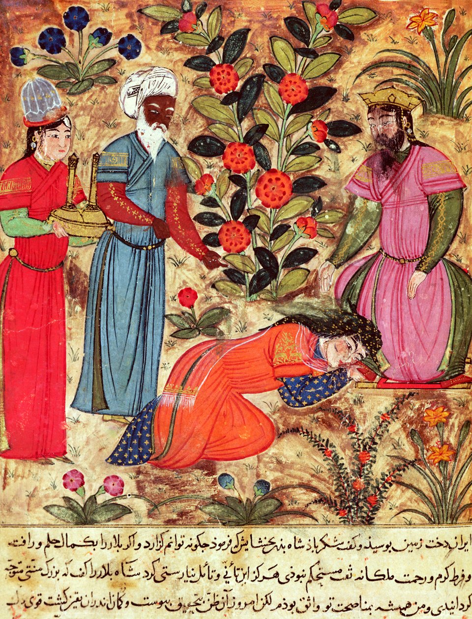 Fol.101 "Kelile ve Dimne Kitabı"ndan "Bidpay Masalları"ndan Padişaha Yalvaran Kadın by Islamic School