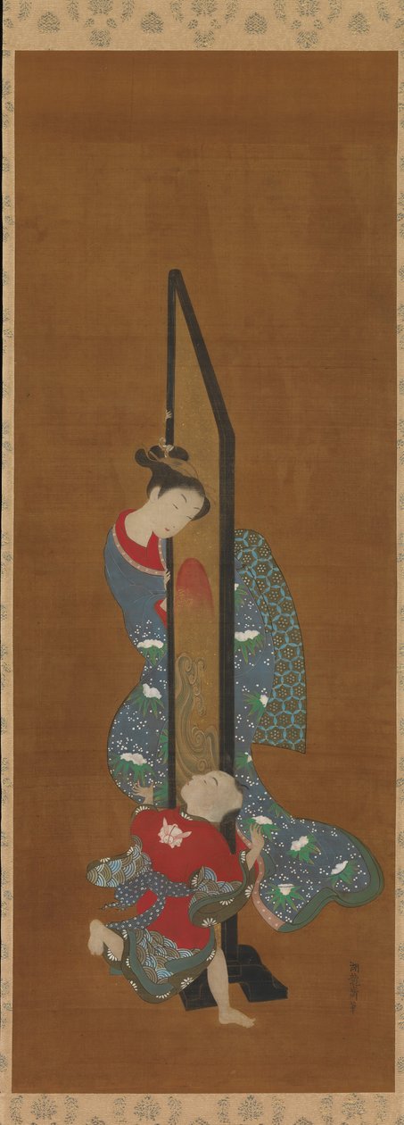 Oyunda Anne ve Çocuk, 18. yüzyıl. by Isoda Koryusai