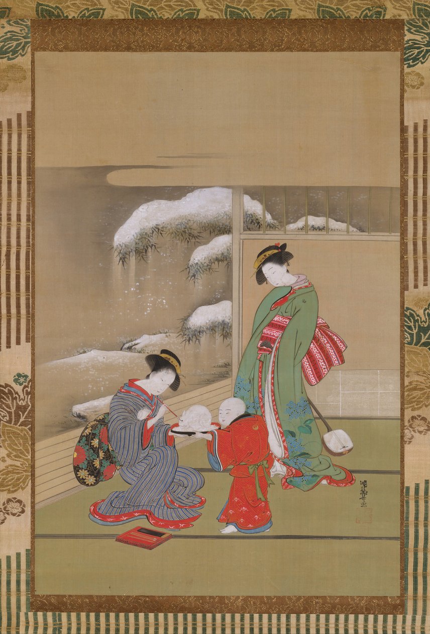 Bir Kar Tavşanının Gözlerinin Boyanması, yak. 1780. by Isoda Koryusai