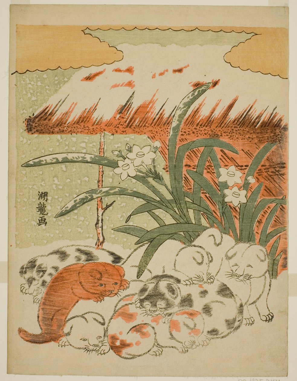 karda köpek yavrusu by Isoda Koryusai