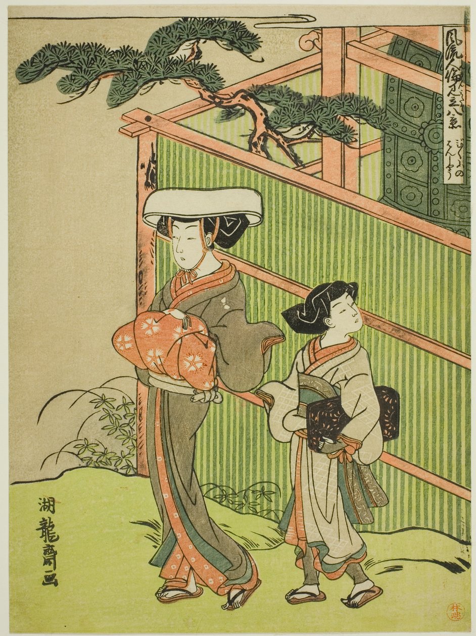 Rahibenin Akşam Çanı (Bikuni no bansho), "Modaya Uygun İnsan İlişkilerinin Sekiz Görünümü (Furyu jinrin mitate hakkei)" serisinden by Isoda Koryusai