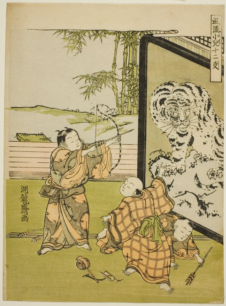 Kaplan, "Zodyağın On İki İşaretine Sahip Şık Çocuklar (Furyu kodomo juni shi)" serisinden by Isoda Koryusai