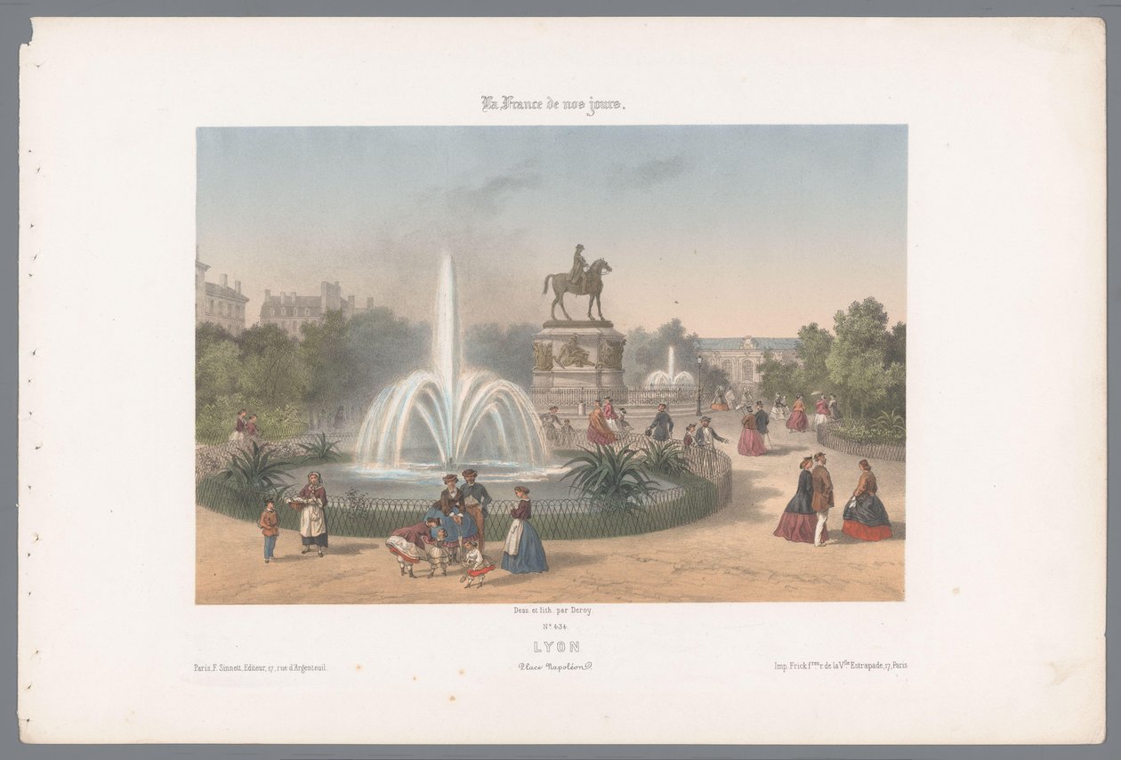 Zicht op de Place Napoléon te Lyon Lyon. Napolyon